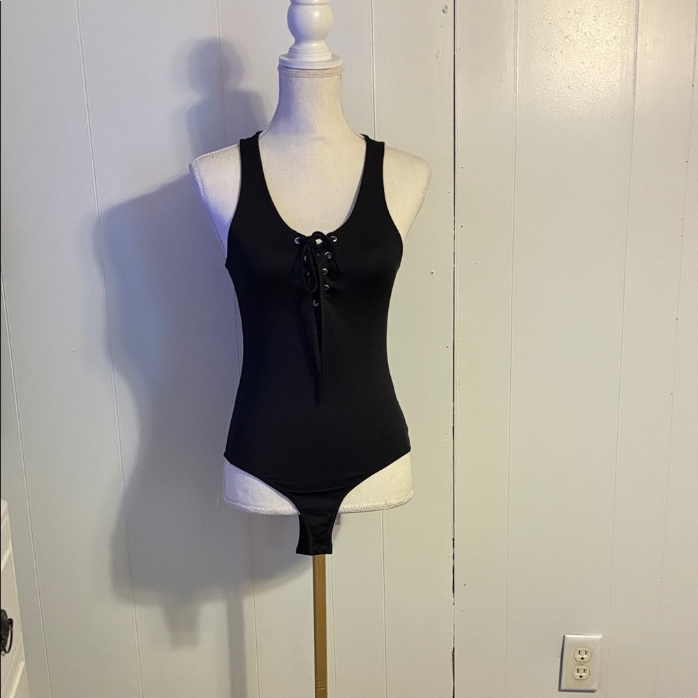 Black Lace-Up Bodysuit